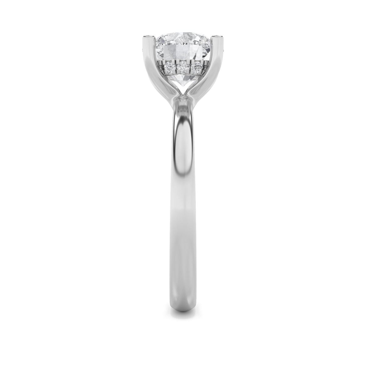 2CTW Round Lab-Grown Diamond Prong Hidden Halo Petite Shank Ring 13 Stones 1.92ct Center