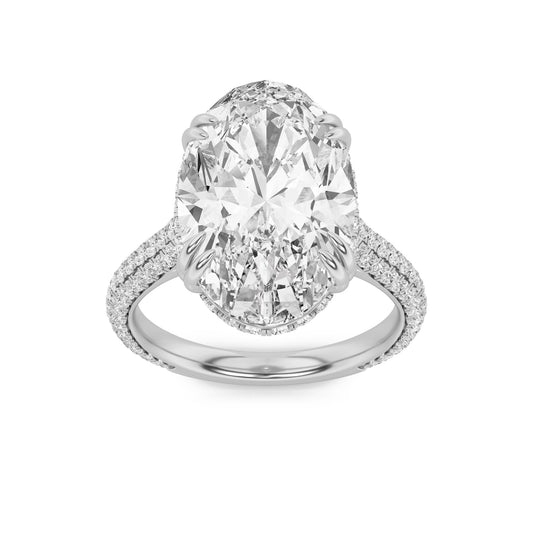 7CTW Oval Lab-Grown Diamond Prong Bold Statement Accented Ring 135 Stones