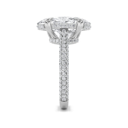 7CTW Oval Lab-Grown Diamond Prong Bold Statement Accented Ring 135 Stones
