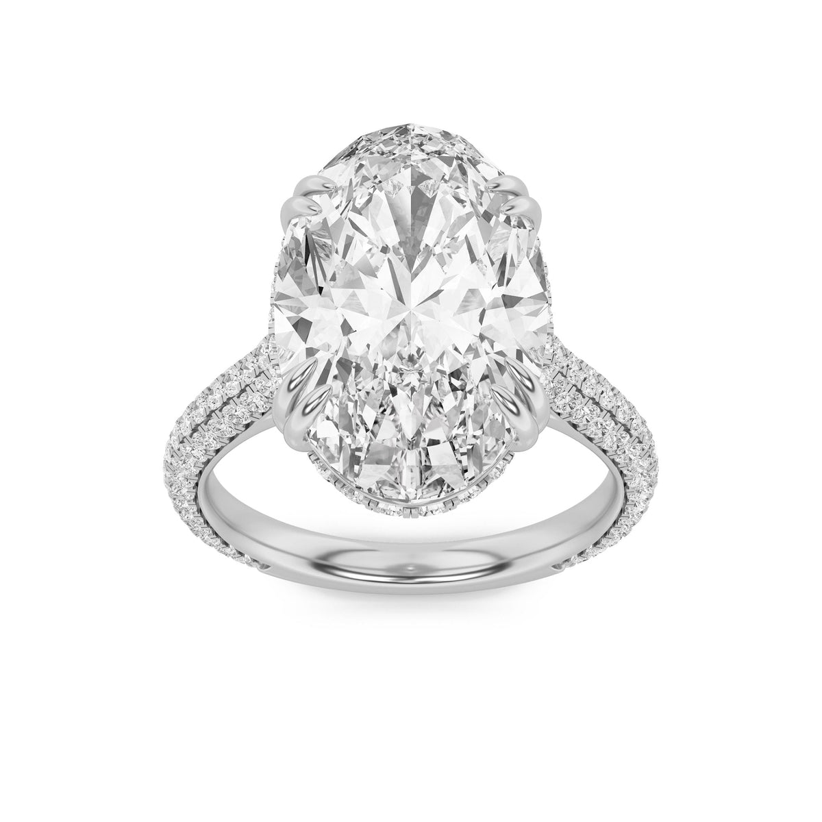 7CTW Oval Lab-Grown Diamond Prong Bold Statement Accented Ring 135 Stones