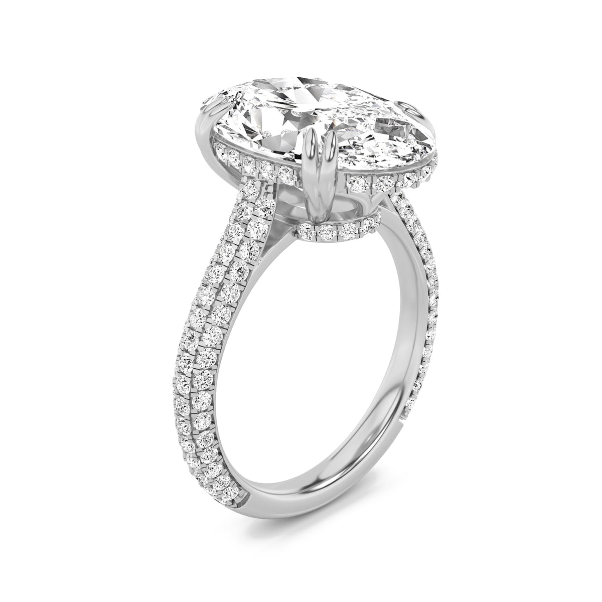 7CTW Oval Lab-Grown Diamond Prong Bold Statement Accented Ring 135 Stones