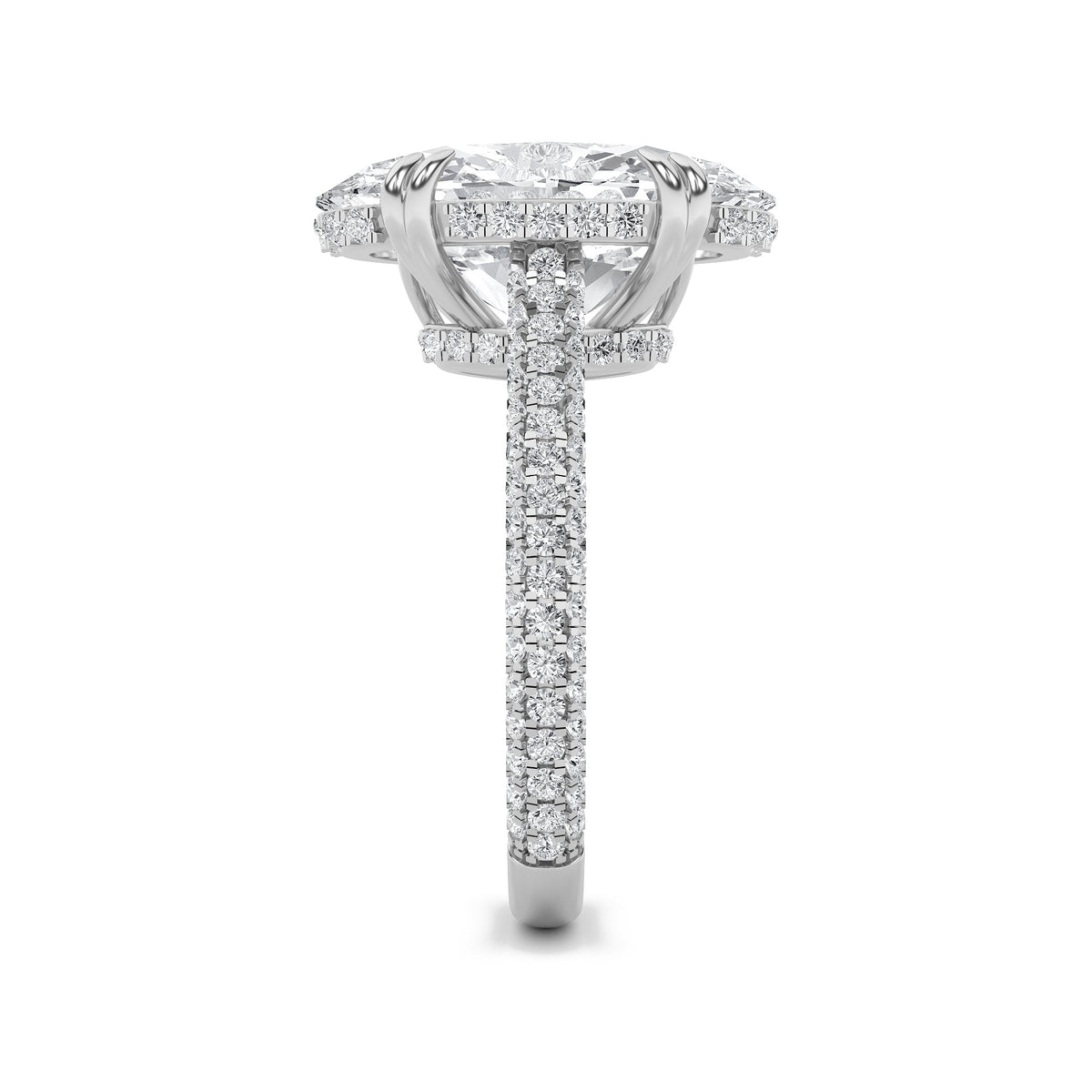 7CTW Oval Lab-Grown Diamond Prong Bold Statement Accented Ring 135 Stones