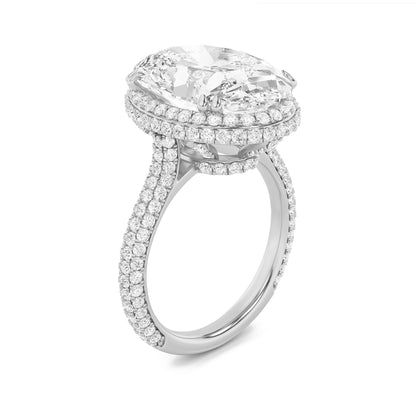 7.5CTW Oval Lab-Grown Diamond Prong Bold Statement Accented Ring 207 Stones