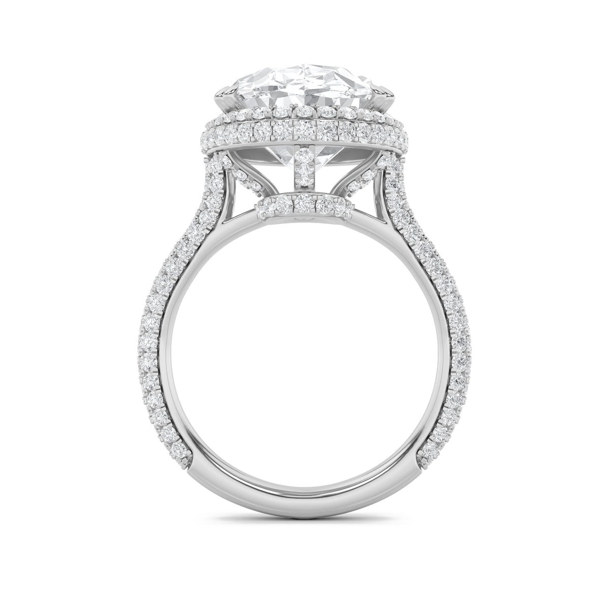 7.5CTW Oval Lab-Grown Diamond Prong Bold Statement Accented Ring 207 Stones