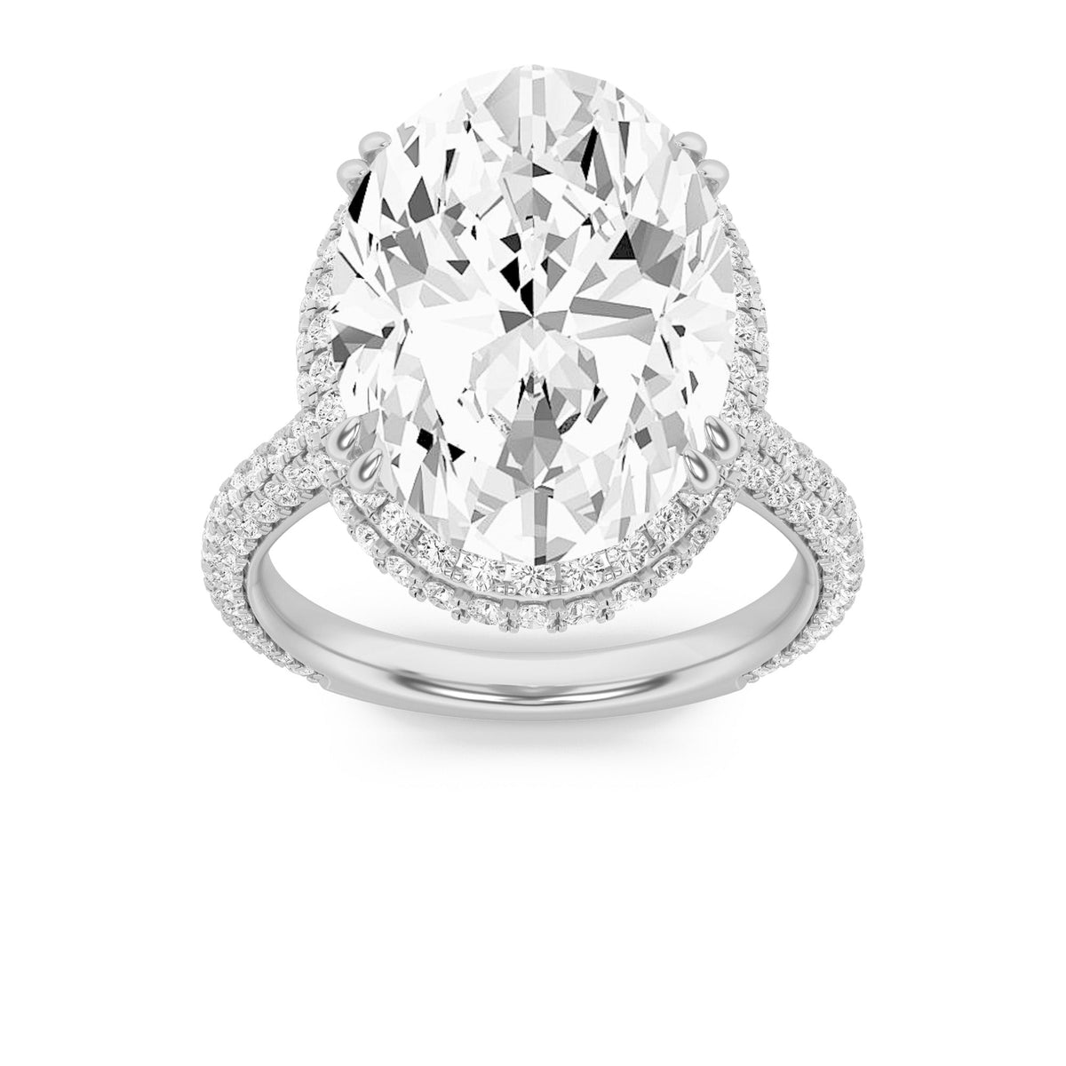 7.5CTW Oval Lab-Grown Diamond Prong Bold Statement Accented Ring 207 Stones