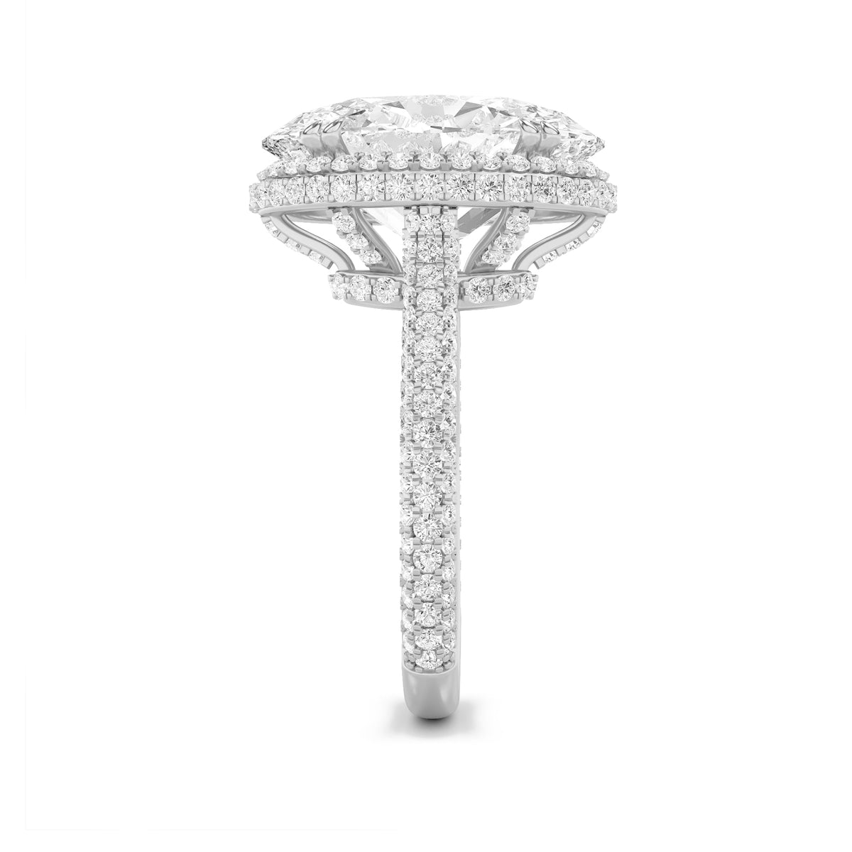 7.5CTW Oval Lab-Grown Diamond Prong Bold Statement Accented Ring 207 Stones