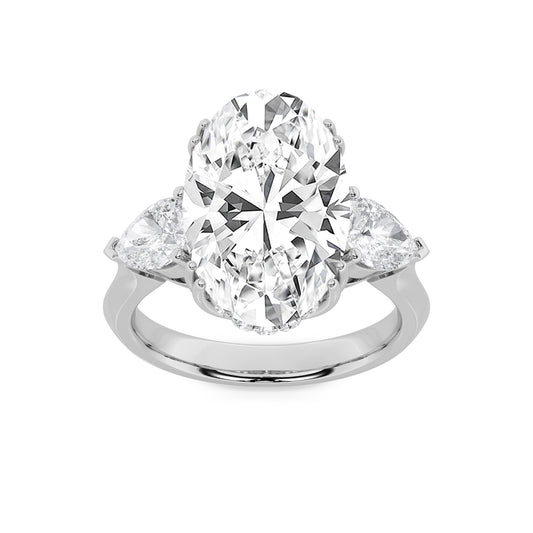 6.5CTW Oval Lab-Grown Diamond Prong Bold Statement Accented Ring 29 Stones