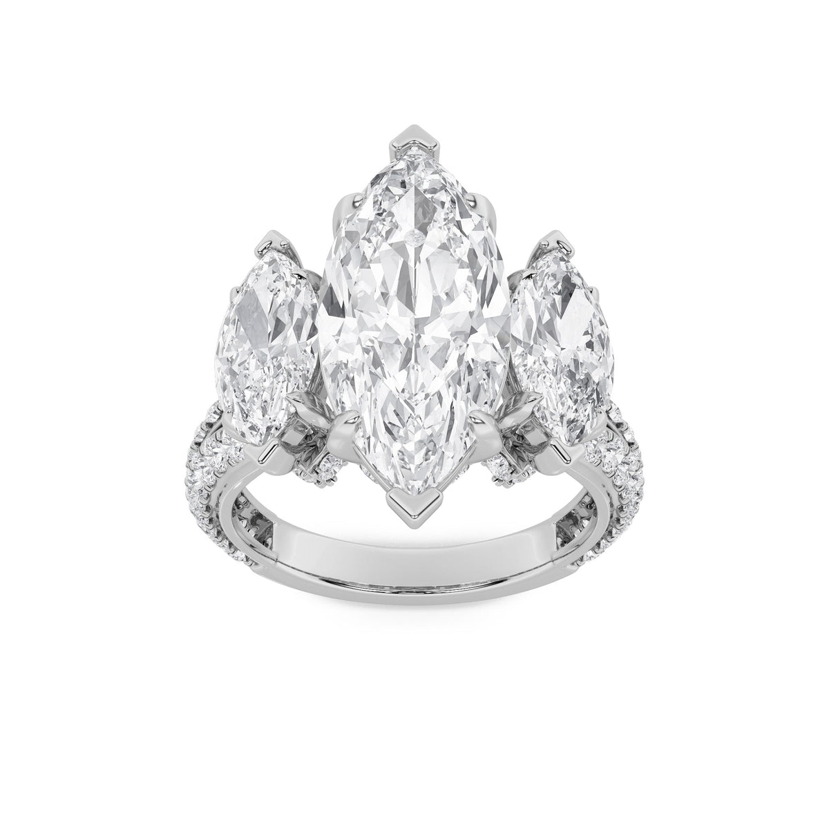 7.75CTW Marquise Lab-Grown Diamond Prong Bold Statement Accented Ring 59 Stones