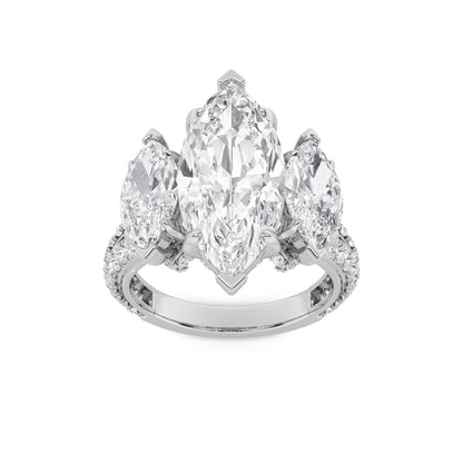 7.75CTW Marquise Lab-Grown Diamond Prong Bold Statement Accented Ring 59 Stones