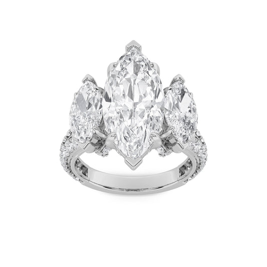7.75CTW Marquise Lab-Grown Diamond Prong Bold Statement Accented Ring 59 Stones