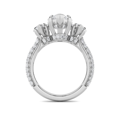 7.75CTW Marquise Lab-Grown Diamond Prong Bold Statement Accented Ring 59 Stones