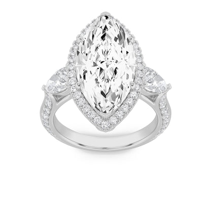 6.5CTW Marquise Lab-Grown Diamond Prong Bold Statement Accented Ring 75 Stones