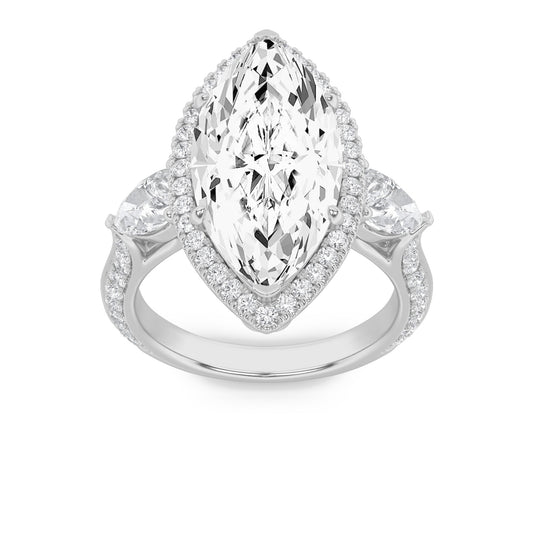 6.5CTW Marquise Lab-Grown Diamond Prong Bold Statement Accented Ring 75 Stones