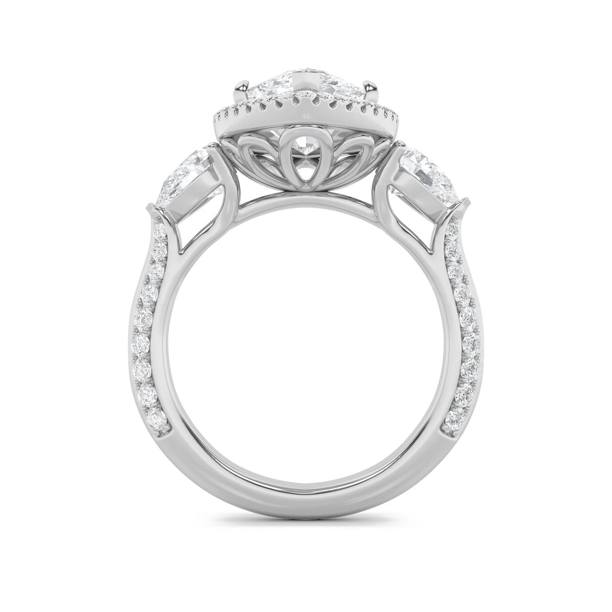 6.5CTW Marquise Lab-Grown Diamond Prong Bold Statement Accented Ring 75 Stones