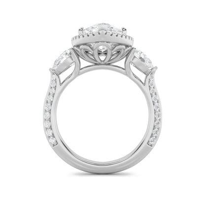 6.5CTW Marquise Lab-Grown Diamond Prong Bold Statement Accented Ring 75 Stones