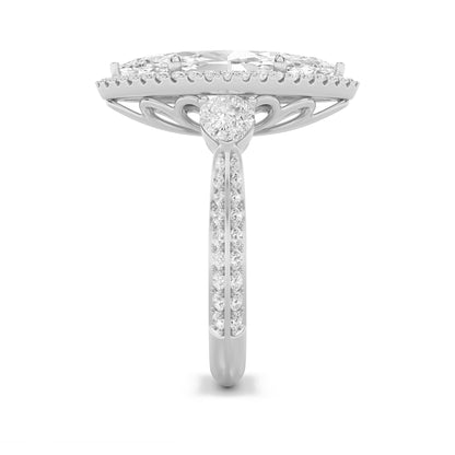 6.5CTW Marquise Lab-Grown Diamond Prong Bold Statement Accented Ring 75 Stones