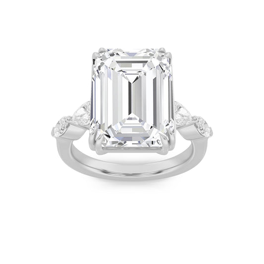 8.5CTW Emerald Lab-Grown Diamond Claw Prong Bold Statement Accented Ring 5 Stones