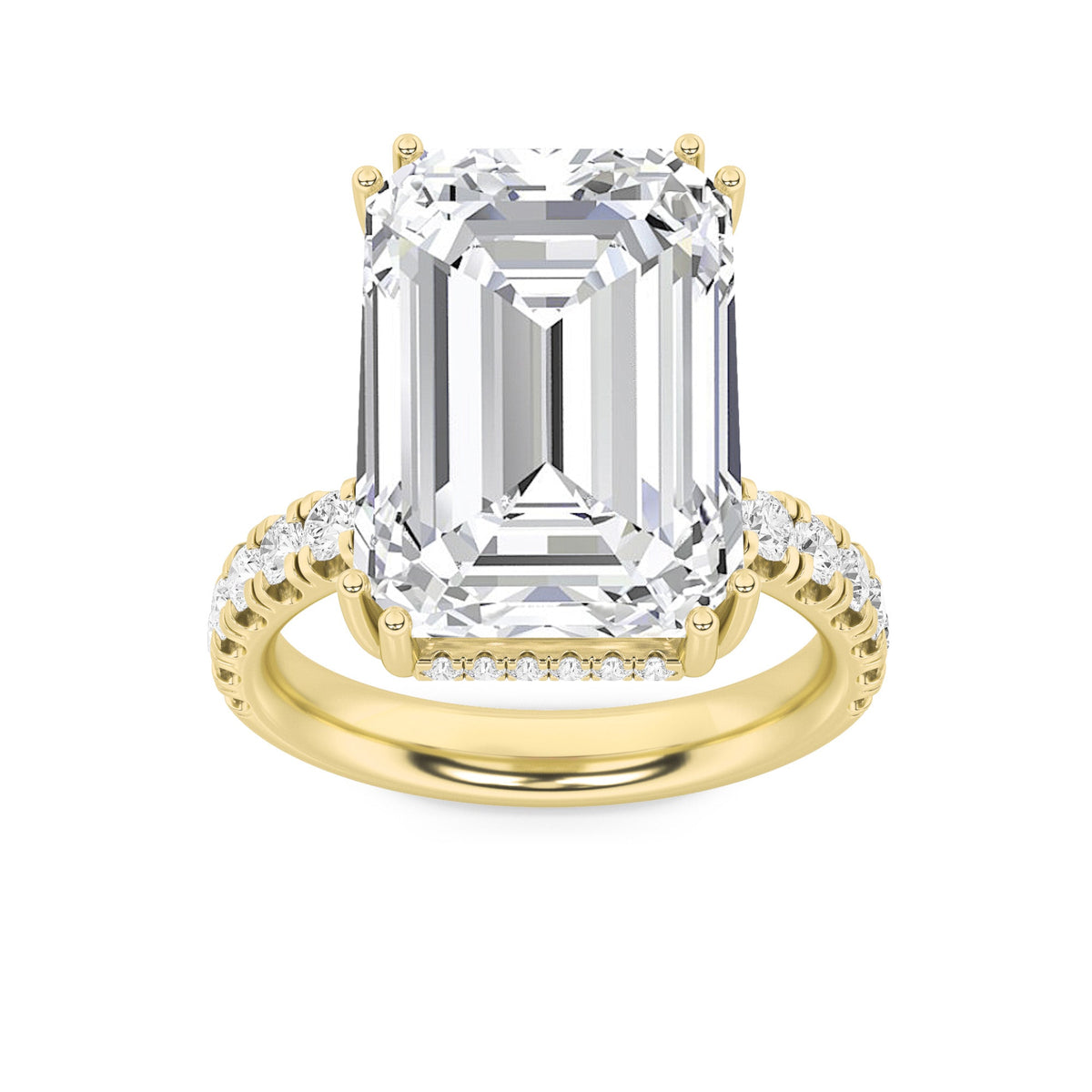 10.25CTW Emerald Lab-Grown Diamond Prong Bold Statement Accented Ring 49 Stones