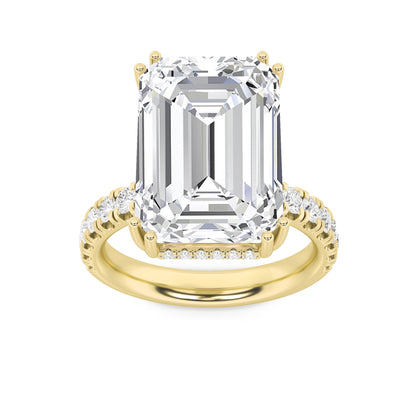 10.25CTW Emerald Lab-Grown Diamond Prong Bold Statement Accented Ring 49 Stones