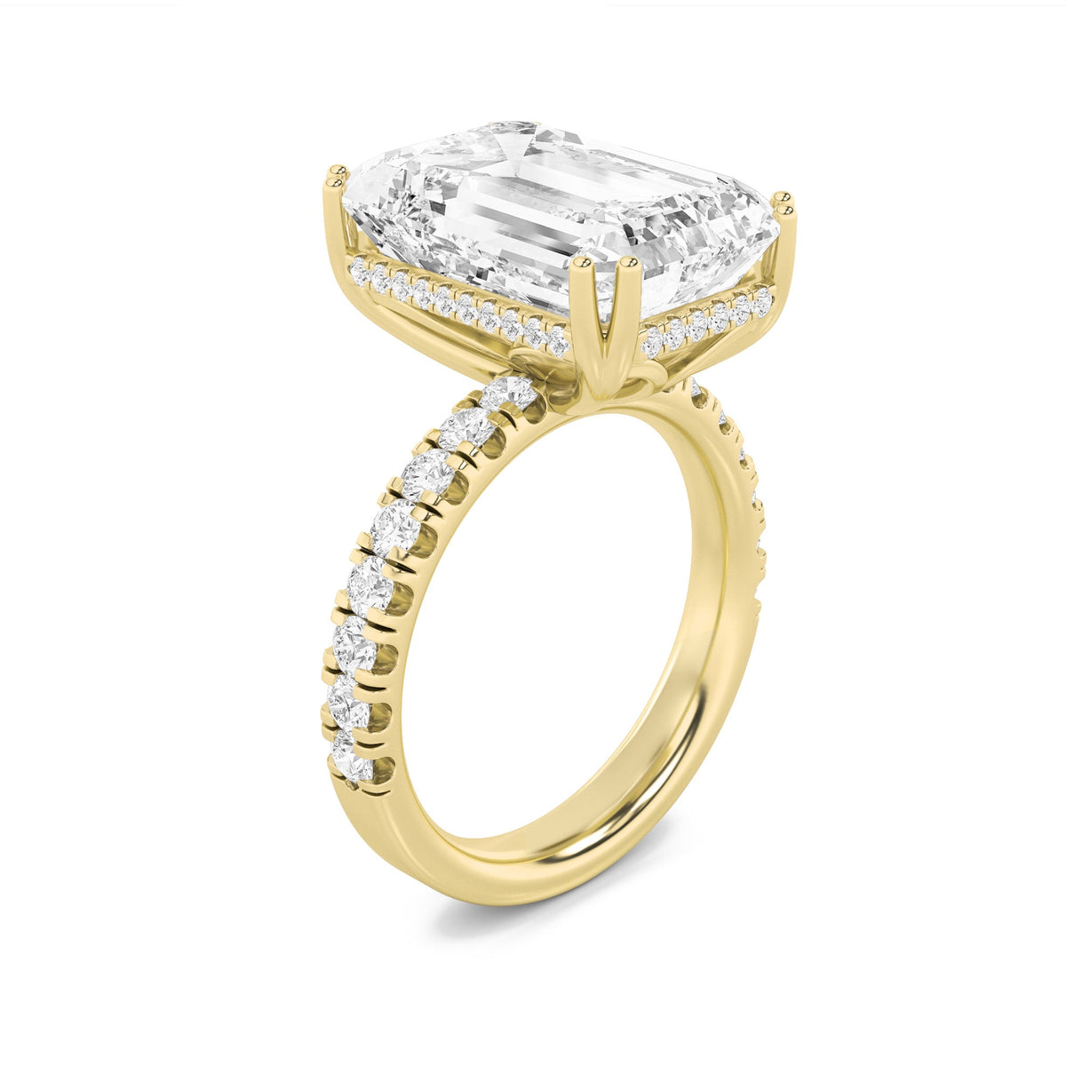 10.25CTW Emerald Lab-Grown Diamond Prong Bold Statement Accented Ring 49 Stones