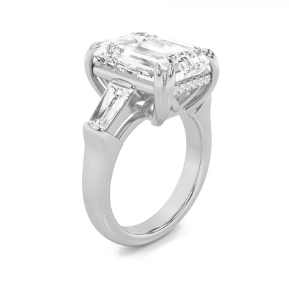 9CTW Emerald Lab-Grown Diamond Prong Bar Bold Statement Accented Ring 15 Stones