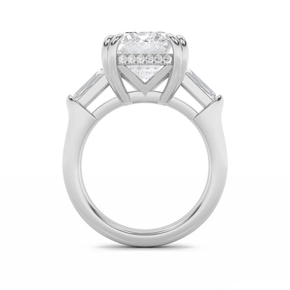 9CTW Emerald Lab-Grown Diamond Prong Bar Bold Statement Accented Ring 15 Stones