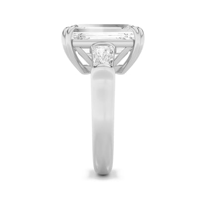 9CTW Emerald Lab-Grown Diamond Prong Bar Bold Statement Accented Ring 15 Stones