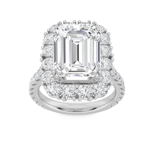 7.25CTW Emerald Lab-Grown Diamond Prong Bold Statement Accented Ring 35 Stones