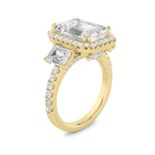 7CTW Radiant Lab-Grown Diamond Prong Bold Accented Engagement Ring 63 Stones