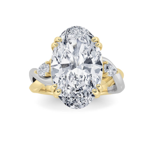 6.25CTW Oval Lab-Grown Diamond Prong Bold Accented Engagement Ring 3 Stones