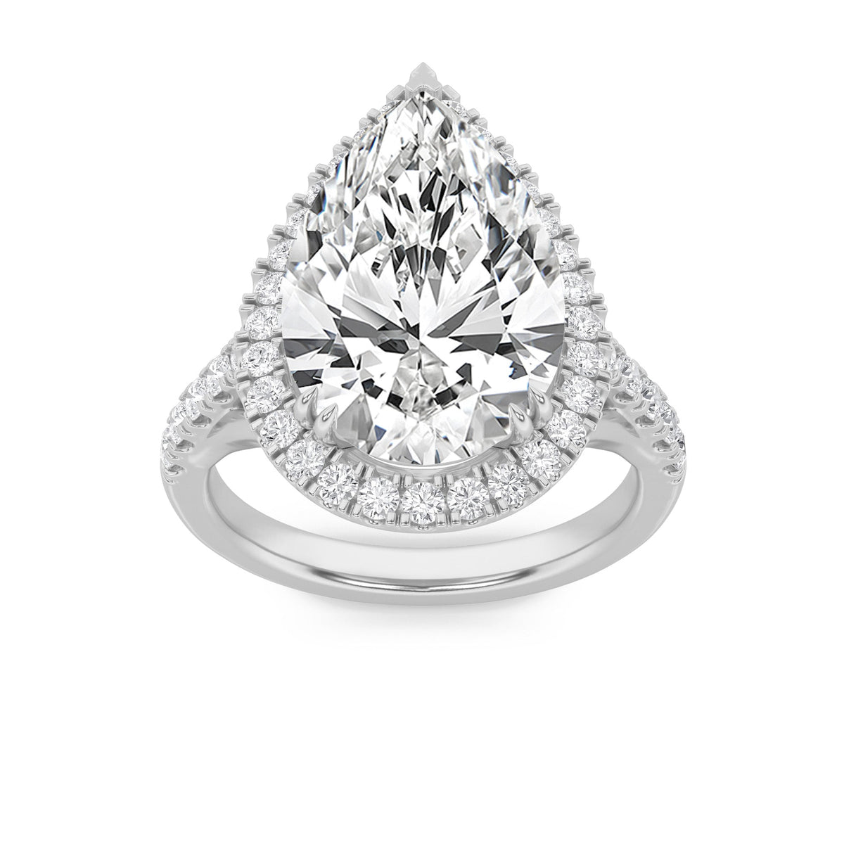 6CTW Pear Lab-Grown Diamond Prong Bold Statement Accented Ring 43 Stones
