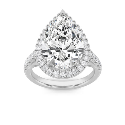 6CTW Pear Lab-Grown Diamond Prong Bold Statement Accented Ring 43 Stones