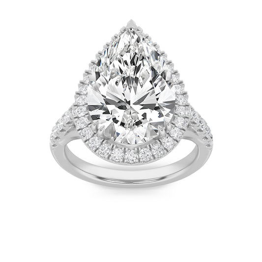 6CTW Pear Lab-Grown Diamond Prong Bold Statement Accented Ring 43 Stones