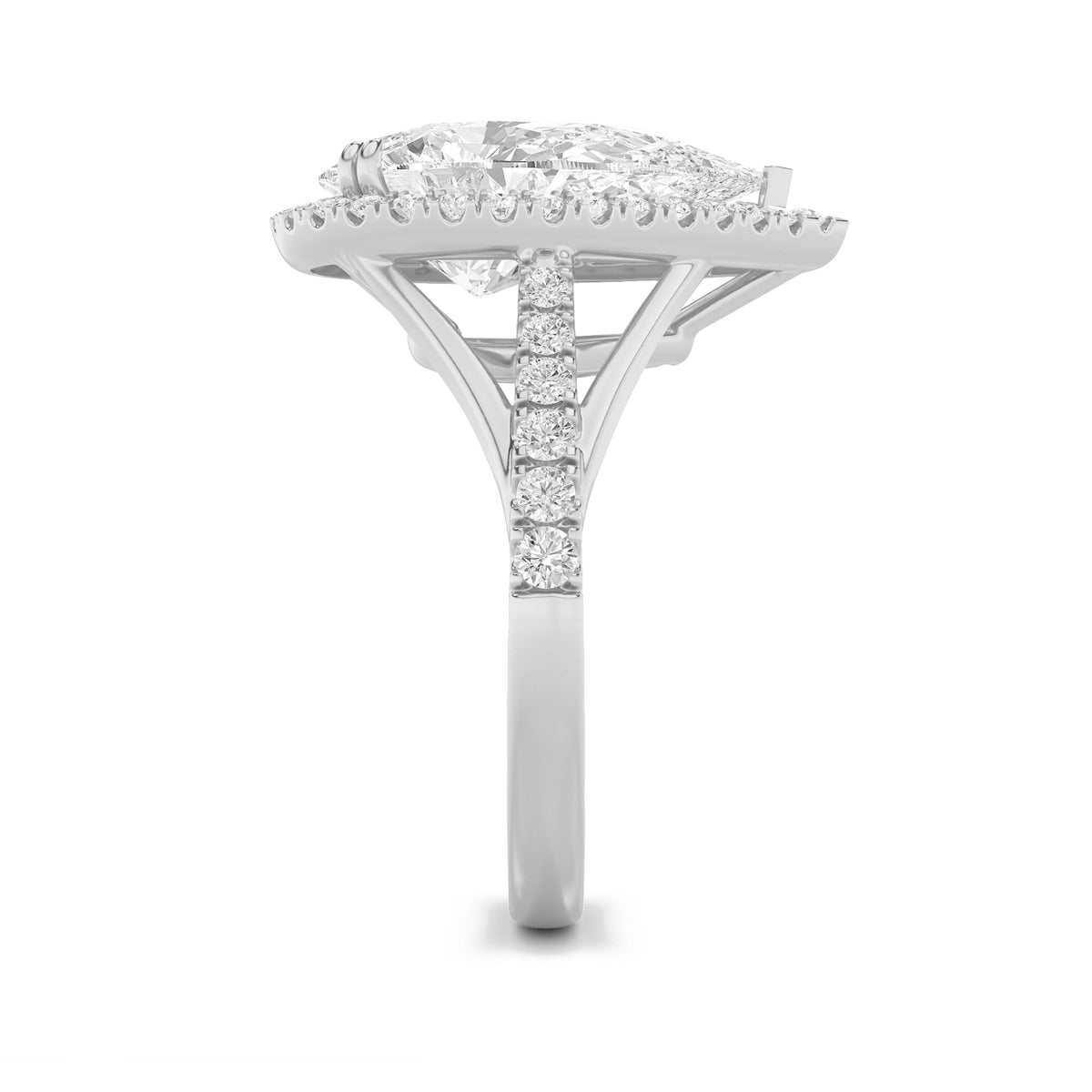 6CTW Pear Lab-Grown Diamond Prong Bold Statement Accented Ring 43 Stones