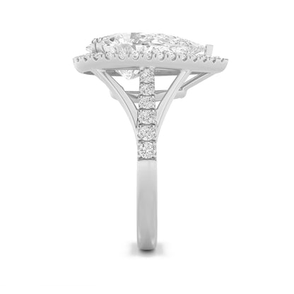 6CTW Pear Lab-Grown Diamond Prong Bold Statement Accented Ring 43 Stones