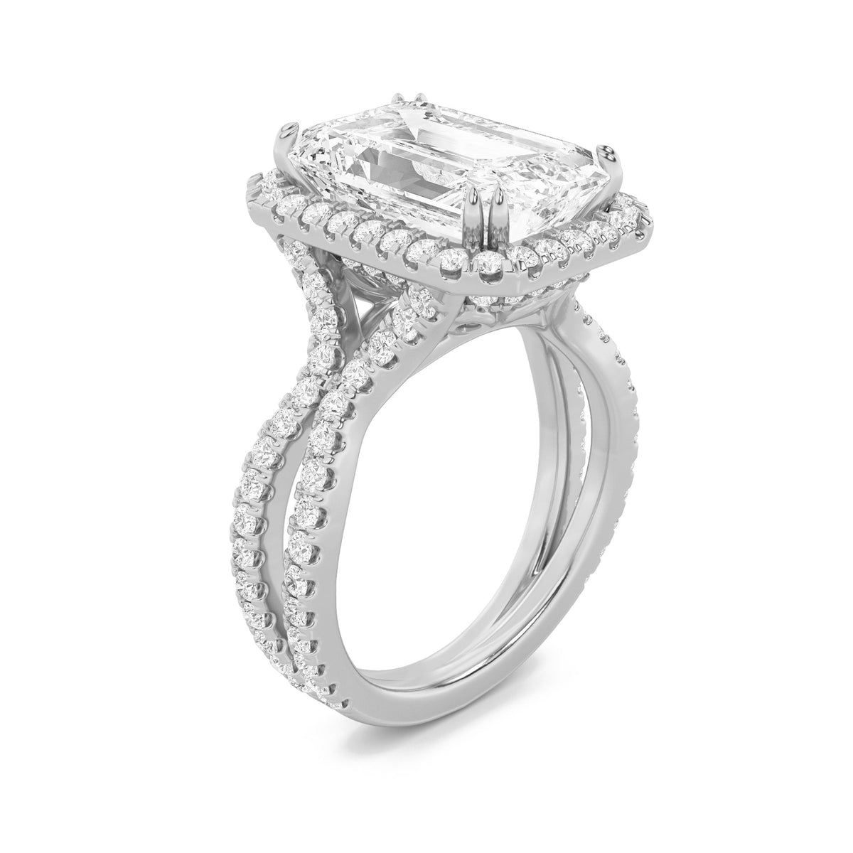 8CTW Emerald Lab-Grown Diamond Prong Bold Statement Accented Ring 111 Stones