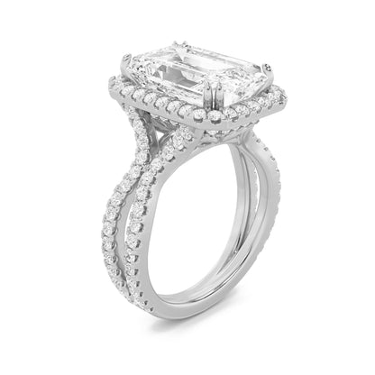 8CTW Emerald Lab-Grown Diamond Prong Bold Statement Accented Ring 111 Stones