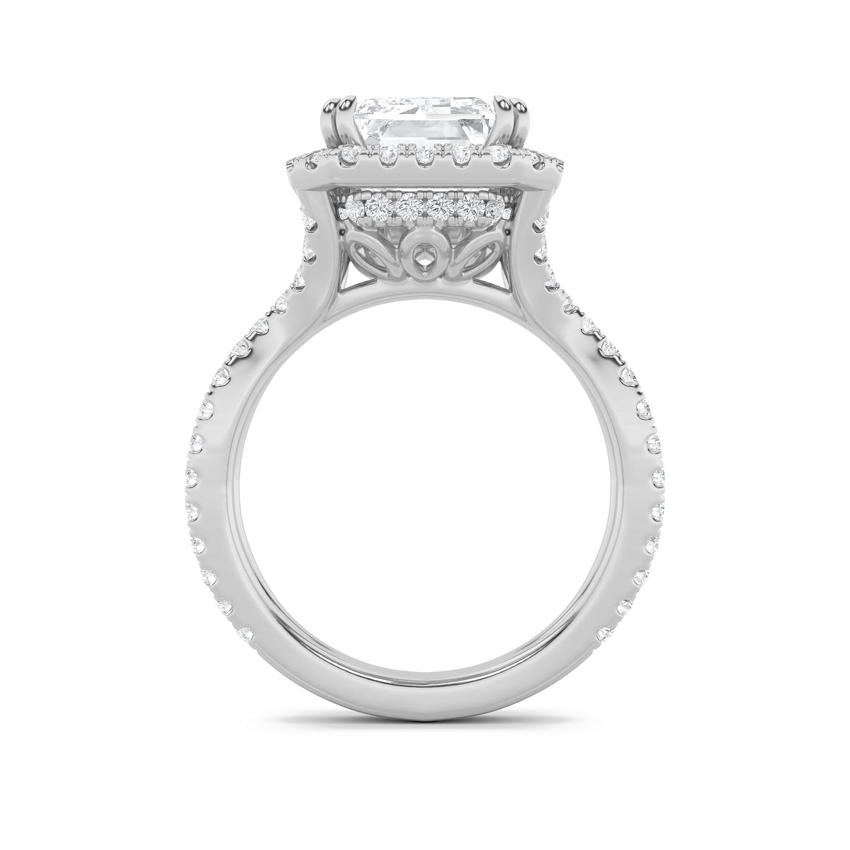 8CTW Emerald Lab-Grown Diamond Prong Bold Statement Accented Ring 111 Stones