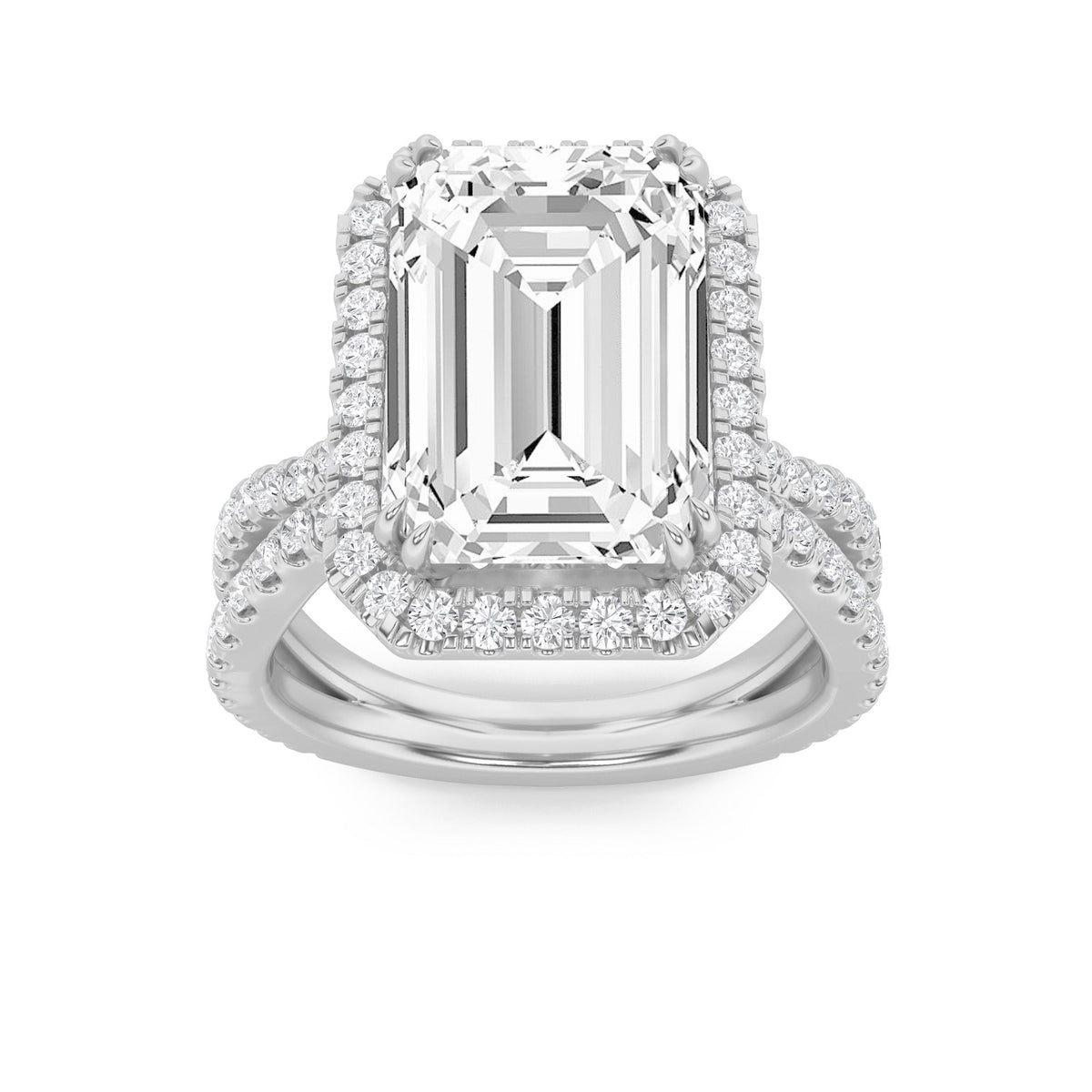 8CTW Emerald Lab-Grown Diamond Prong Bold Statement Accented Ring 111 Stones