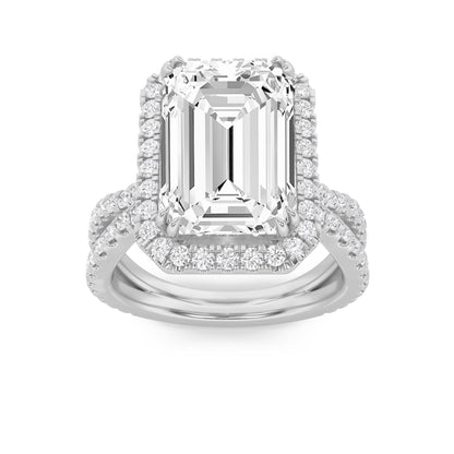 8CTW Emerald Lab-Grown Diamond Prong Bold Statement Accented Ring 111 Stones