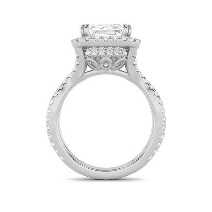 8CTW Emerald Lab-Grown Diamond Prong Bold Statement Accented Ring 111 Stones