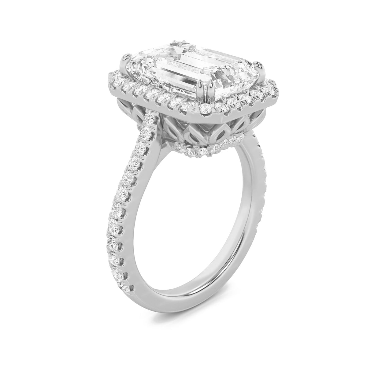 6CTW Radiant Lab-Grown Diamond Prong Bold Accented Engagement Ring 73 Stones
