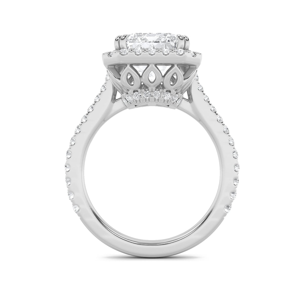 6CTW Radiant Lab-Grown Diamond Prong Bold Accented Engagement Ring 73 Stones