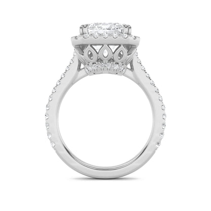 6CTW Radiant Lab-Grown Diamond Prong Bold Accented Engagement Ring 73 Stones