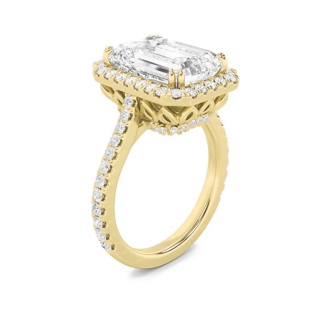 6CTW Radiant Lab-Grown Diamond Prong Bold Accented Engagement Ring 73 Stones