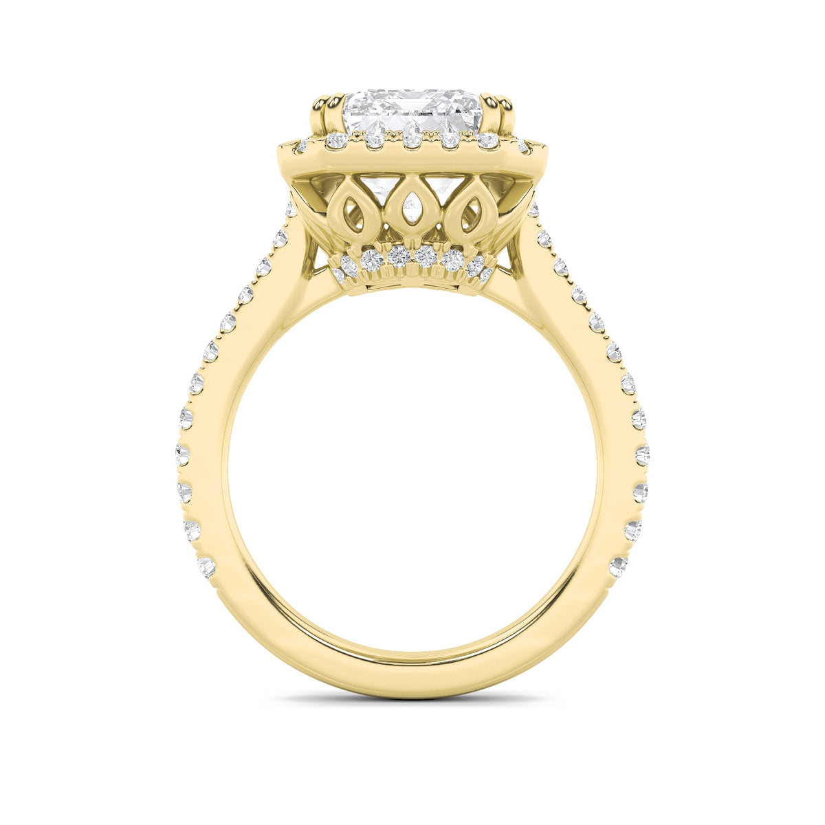 6CTW Radiant Lab-Grown Diamond Prong Bold Accented Engagement Ring 73 Stones