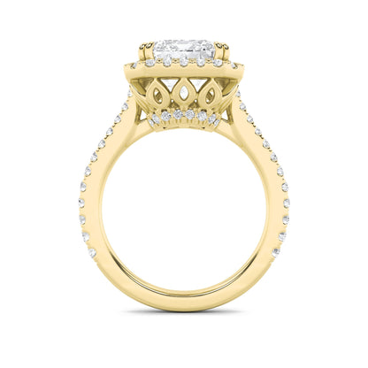 6CTW Radiant Lab-Grown Diamond Prong Bold Accented Engagement Ring 73 Stones