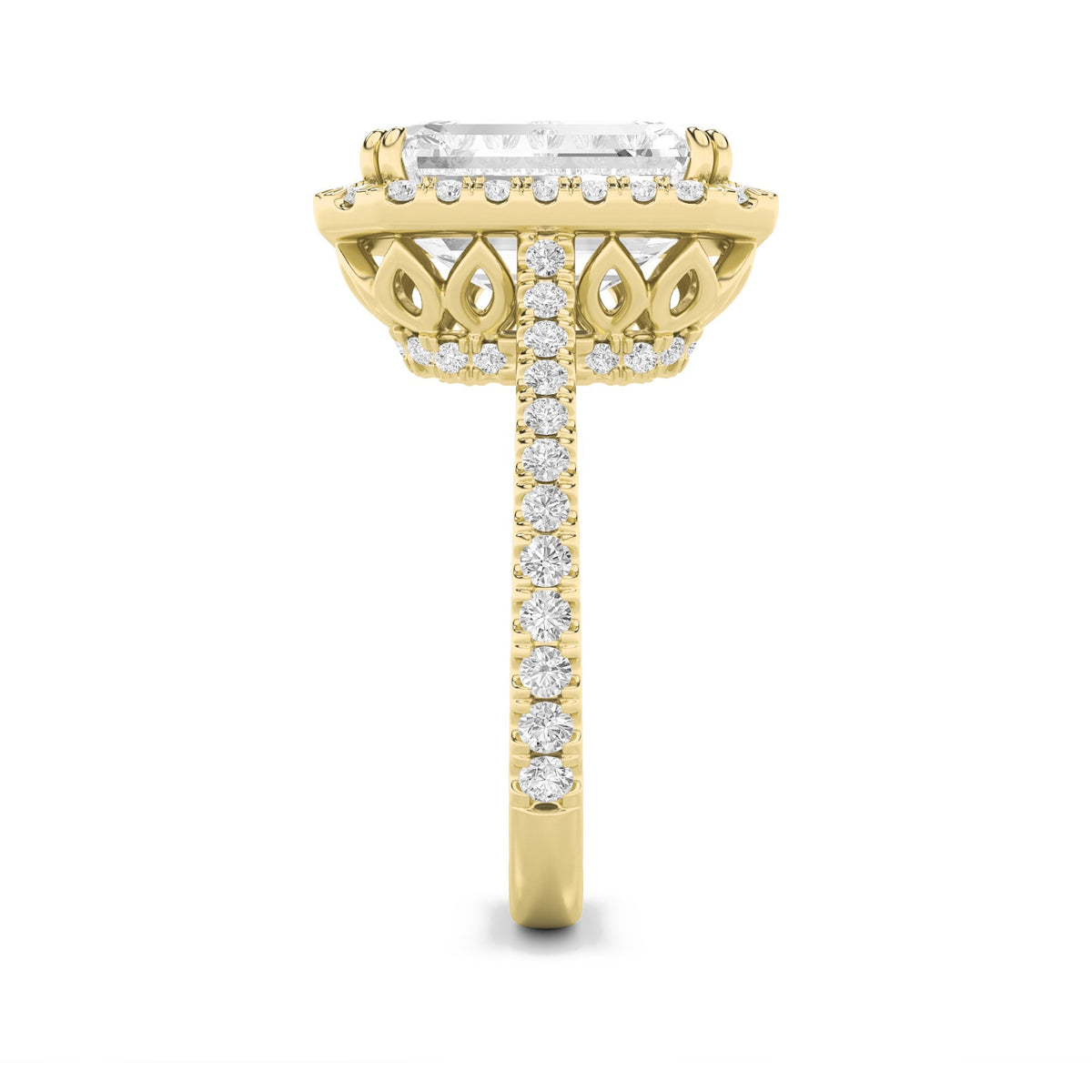 6CTW Radiant Lab-Grown Diamond Prong Bold Accented Engagement Ring 73 Stones
