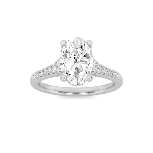 1.5CTW Oval Lab-Grown Diamond Prong Accented Engagement Ring 31 Stones