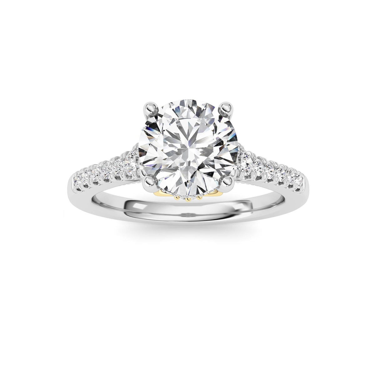 1.5CTW Round Lab-Grown Diamond Prong Accented Two Tone Engagement Ring 31 Stones